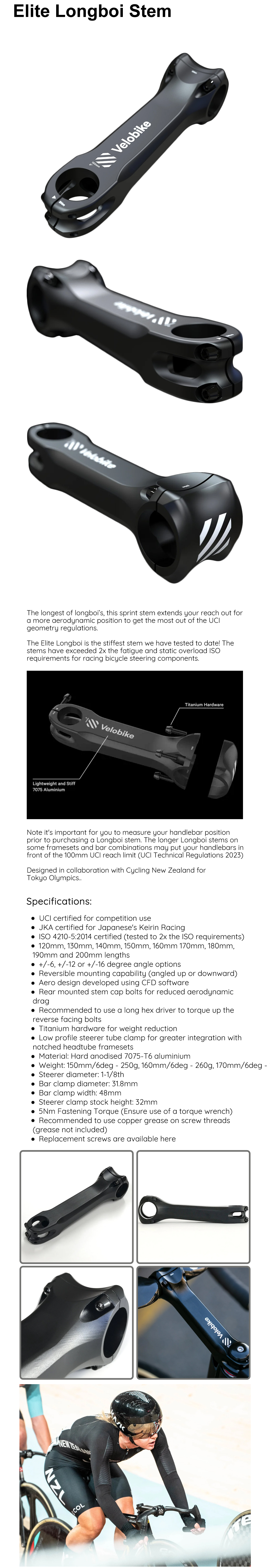 Velobike Elite Longboi ステム180mm16° 元箱付き Elite Longboi Stem